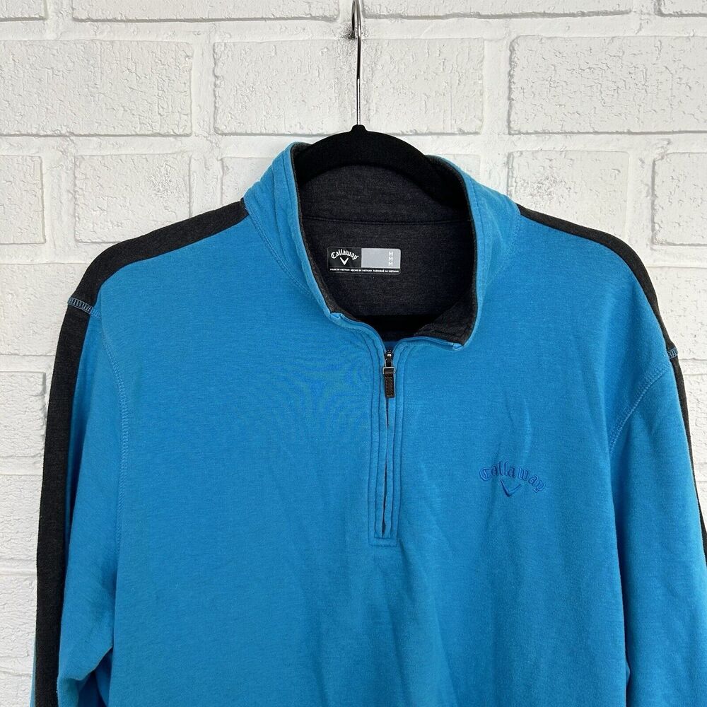 Callaway 1/4 Zip Sweater Long Sleeve Mens Medium Blue Pockets